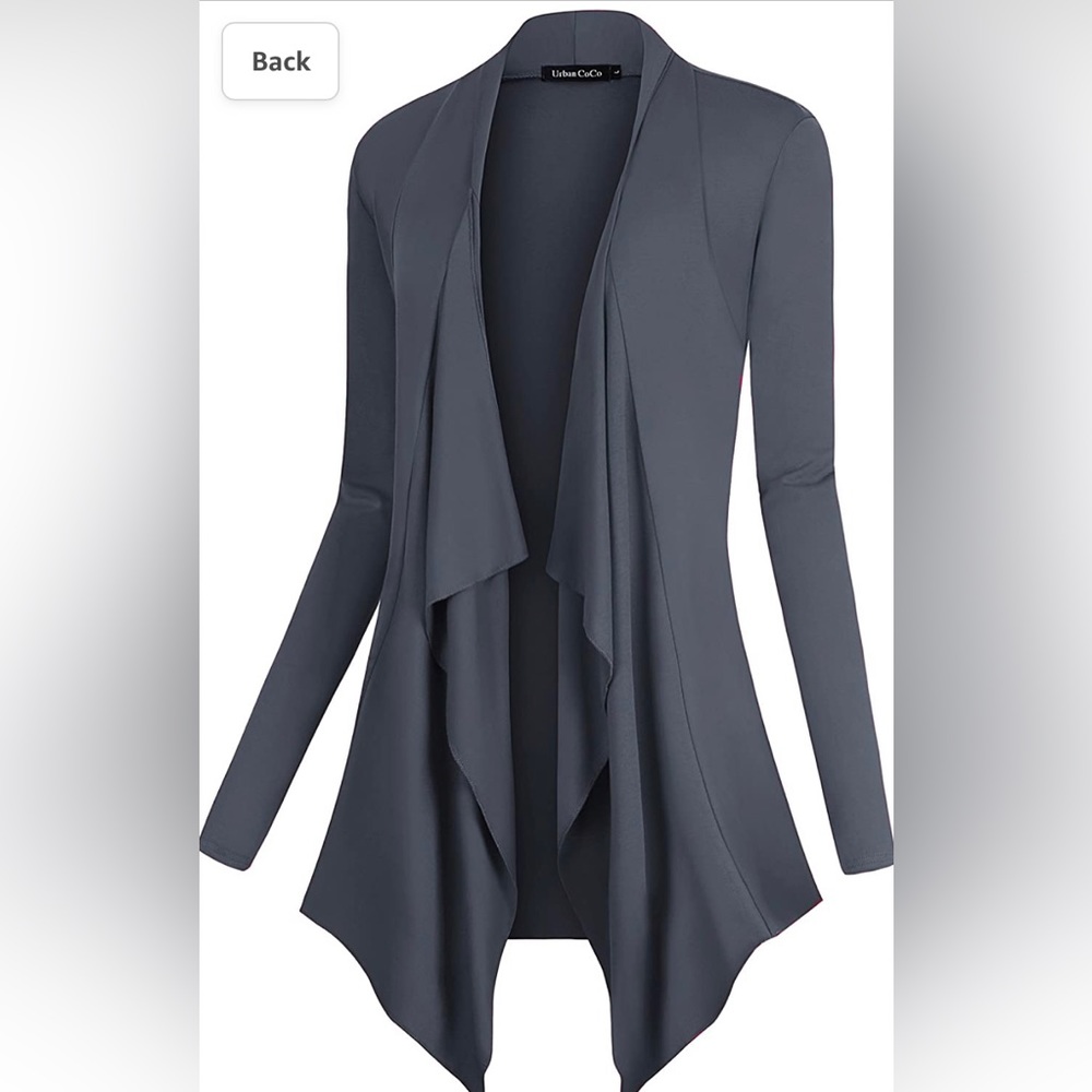 Urban CoCo Women's Drape Front Open Cardigan Long Sleeve - Picture 7 of 7